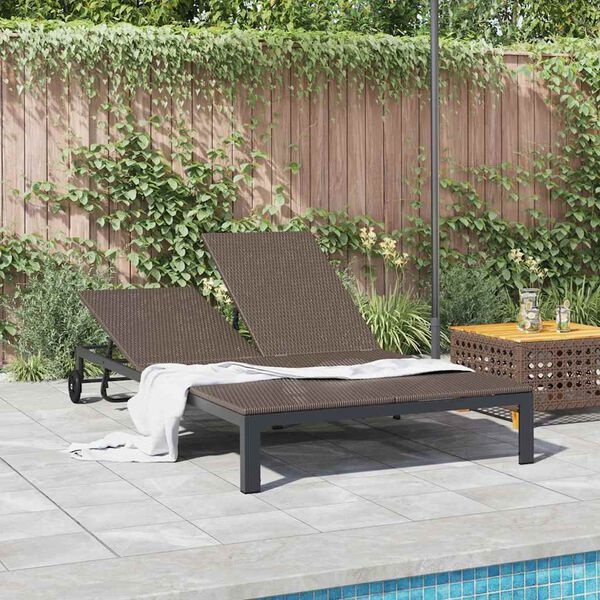 Vidaxl Bain de soleil 2 places polyrotin marron - 41% de remise