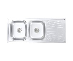 Vidaxl Évier de cuisine double bac avec robinet - 120x50cm - 41% de remise