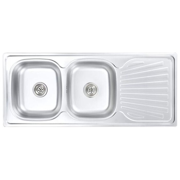 Vidaxl Évier de cuisine double bac avec robinet - 120x50cm - 41% de remise