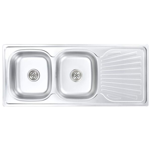 Vidaxl Évier de cuisine double bac avec robinet - 120x50cm - 41% de remise