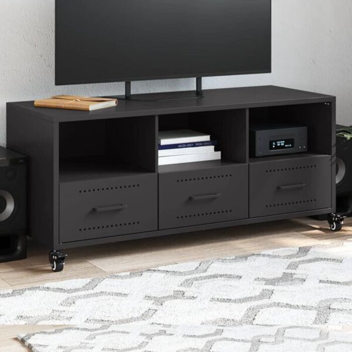 Vidaxl Meuble TV industriel en acier noir - 100,5 cm - 40% de remise