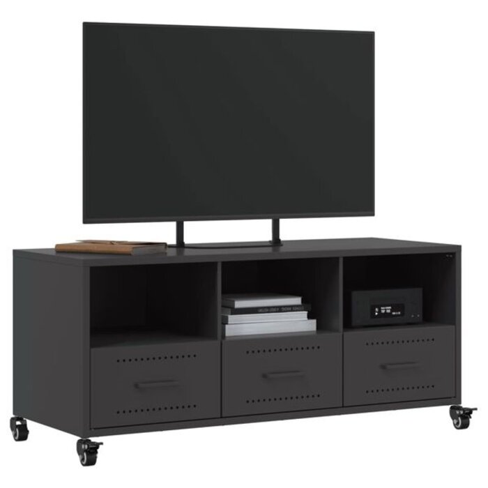 Vidaxl Meuble TV industriel en acier noir - 100,5 cm - 40% de remise