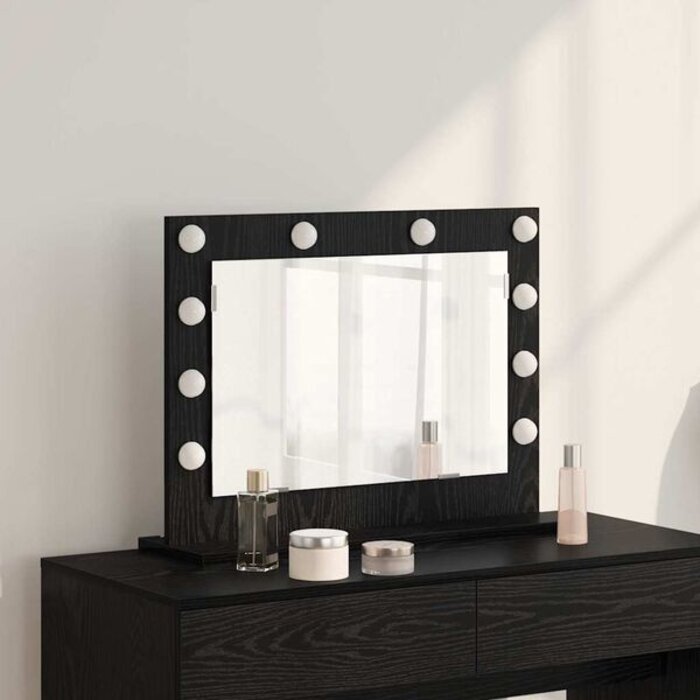 Vidaxl Miroir de courtoisie LED, chêne noir, 60x45cm - 40% de remise