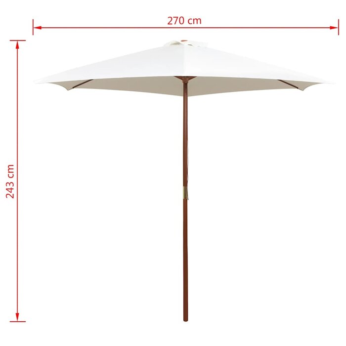 Vidaxl Parasol de jardin 270x270 cm blanc crème - Mât en bois - 40% de remise
