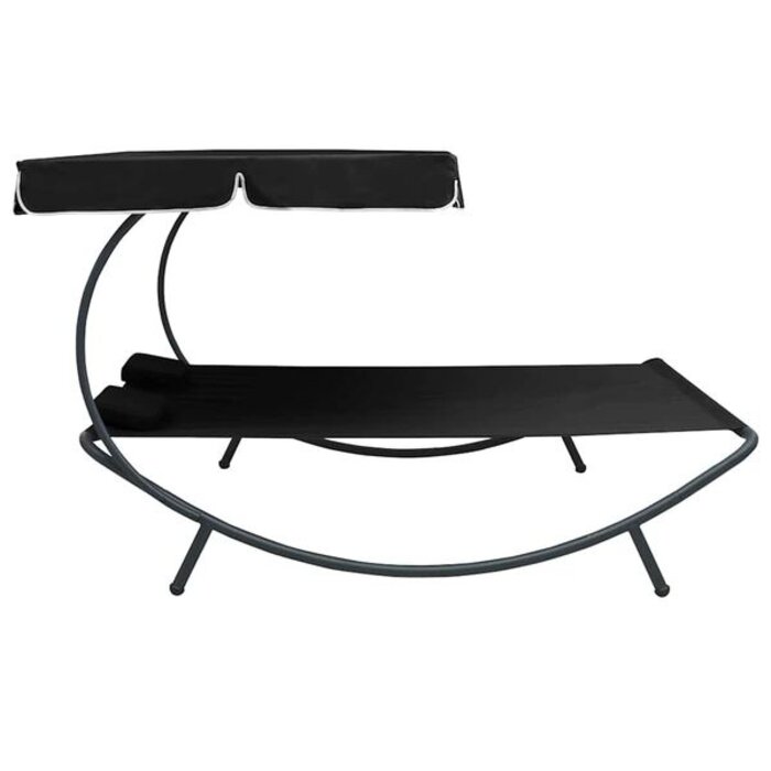 Vidaxl Lit de jardin double avec auvent - Noir - 200 x 173 cm - 41% de remise
