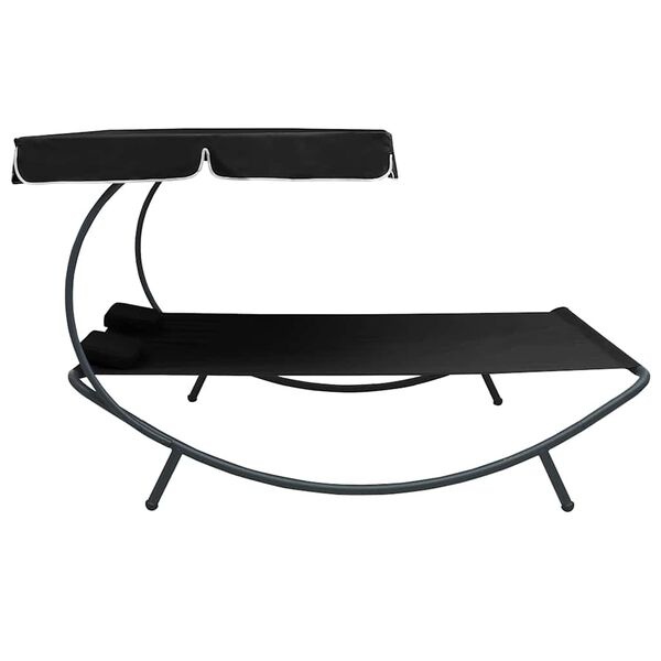 Vidaxl Lit de jardin double avec auvent - Noir - 200 x 173 cm - 41% de remise