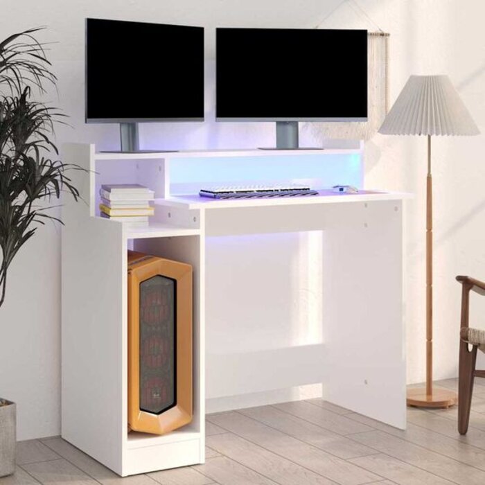 Vidaxl Bureau moderne avec LED blanc 97x45x90 cm - 40% de remise