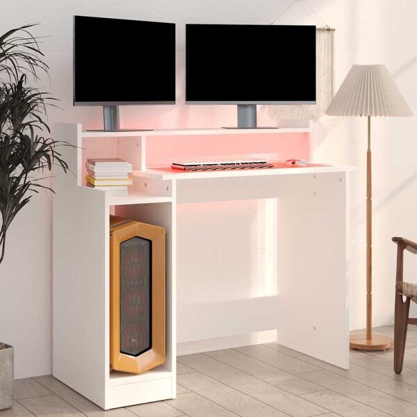 Vidaxl Bureau moderne avec LED blanc 97x45x90 cm - 40% de remise