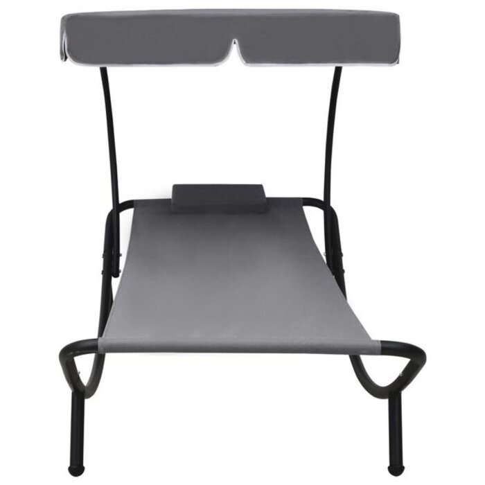 Vidaxl Bain de soleil avec auvent gris 200x90cm - 40% de remise