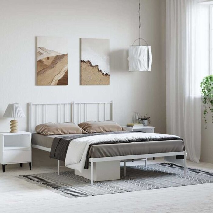 Vidaxl Cadre de lit en métal blanc 150x200 cm - 40% de remise