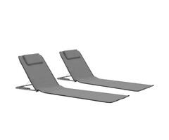 Vidaxl Lot de 2 tapis de plage pliables avec dossier - Gris - 38% de remise