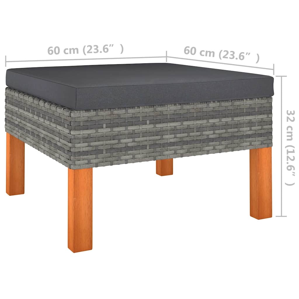 Vidaxl Repose-pieds en rotin PE et bois d'eucalyptus, gris - 39% de remise
