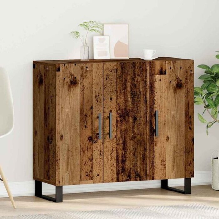 Vidaxl Buffet bois ancien 90x34x80 cm - 3 portes - 41% de remise