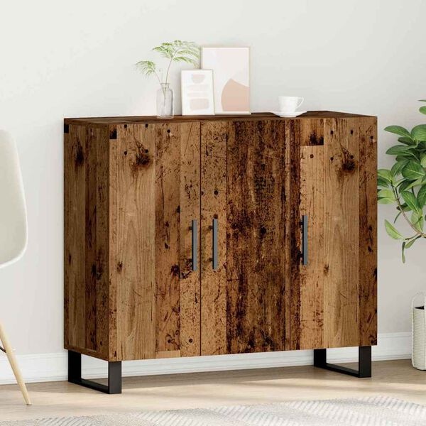 Vidaxl Buffet bois ancien 90x34x80 cm - 3 portes - 41% de remise