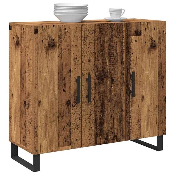 Vidaxl Buffet bois ancien 90x34x80 cm - 3 portes - 41% de remise