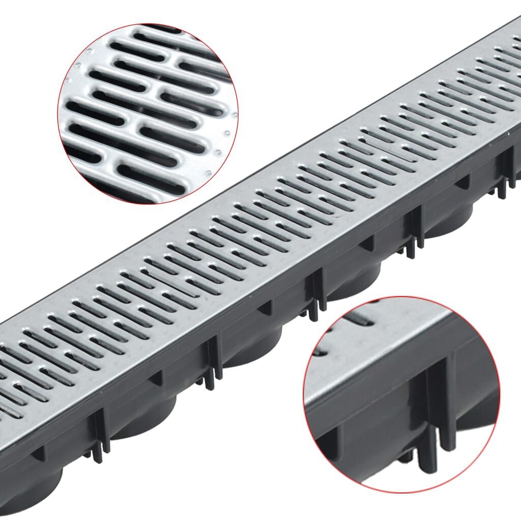 Vidaxl Kit 6 caniveaux de drainage 6m, acier galvanisé - 29% de remise
