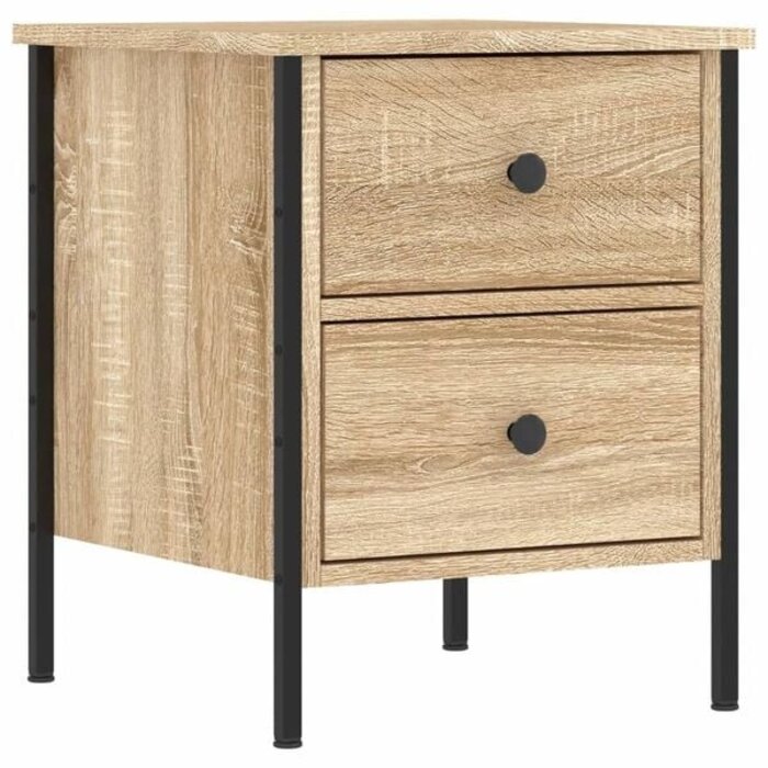 Vidaxl Table de chevet industrielle 2 tiroirs, chêne sonoma - 38% de remise