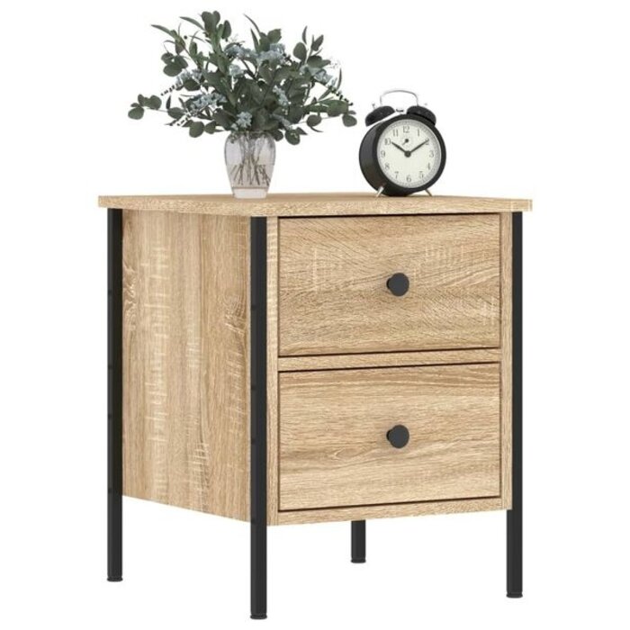 Vidaxl Table de chevet industrielle 2 tiroirs, chêne sonoma - 38% de remise
