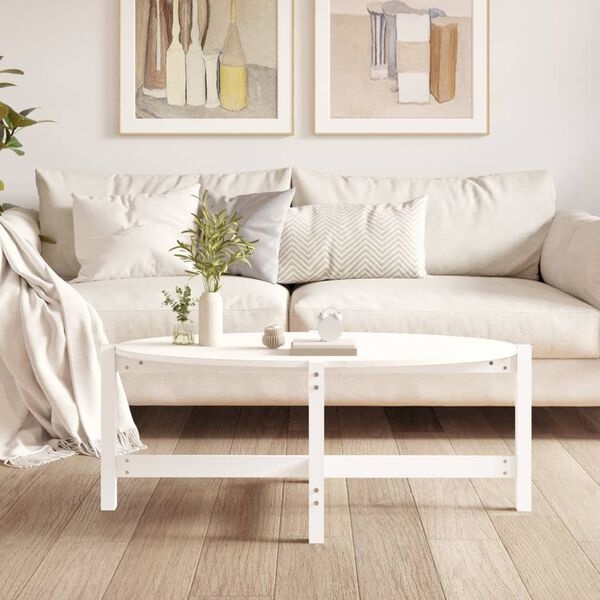 Vidaxl Table basse en bois de pin massif blanc 118x63x45 cm - 37% de remise