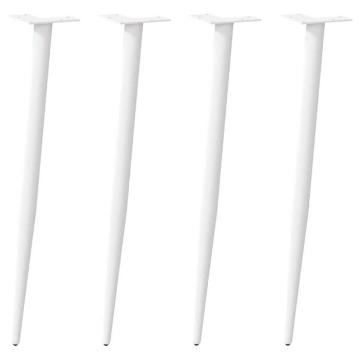 Vidaxl Lot de 4 pieds de table coniques 72-73 cm en acier blanc - 39% de remise