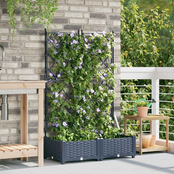 Vidaxl Lot de 2 Jardinières avec Treillis Gris 80x40x125,5 cm - 39% de remise