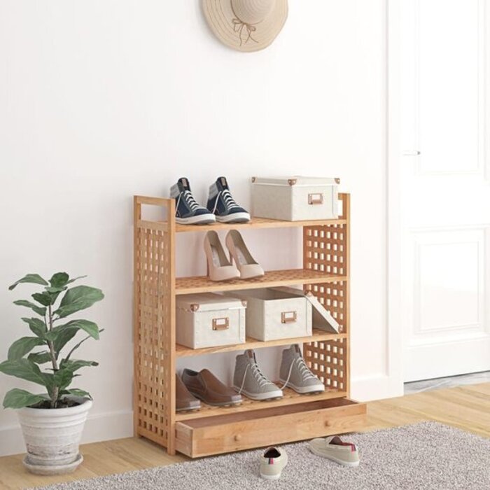 Vidaxl Meuble à chaussures en noyer massif 70x81cm - 40% de remise