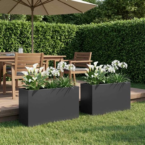 Vidaxl Lot de 2 jardinières acier noir 80x30x50 cm - 41% de remise