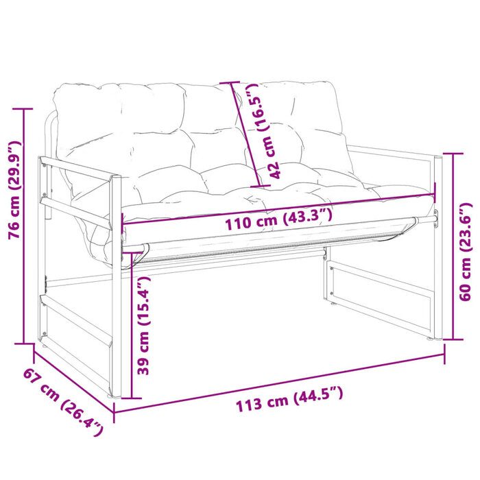Vidaxl Banc de jardin avec coussin 113 cm - Acier et textilène - 41% de remise