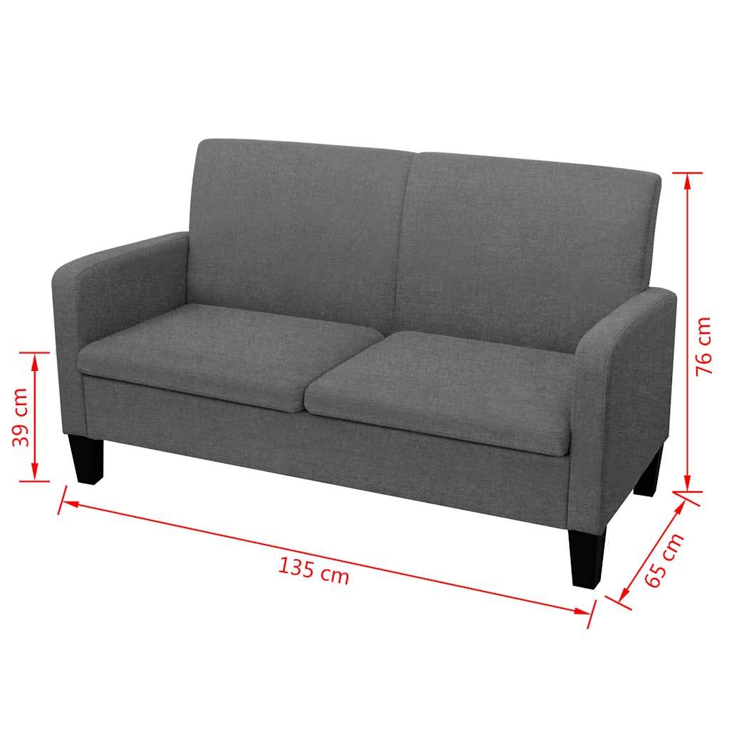 Vidaxl Canapé 2 places gris foncé 135 cm - 35% de remise