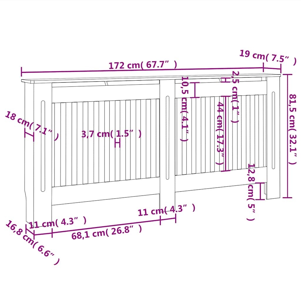 Vidaxl Cache-radiateur en MDF blanc 172 cm - 47% de remise