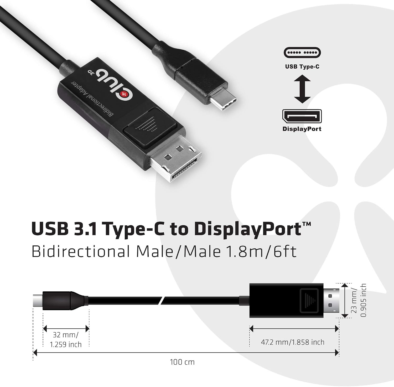 Câble USB-C vers DisplayPort 1.4 8K 60Hz 1,8m - 32% de remise