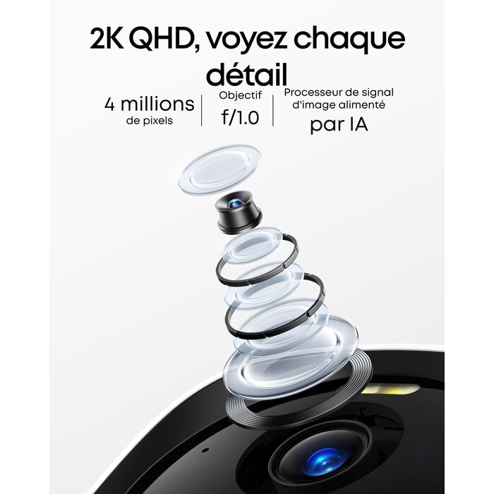 Caméra Extérieure 2K Solaire avec IA - 36% de remise
