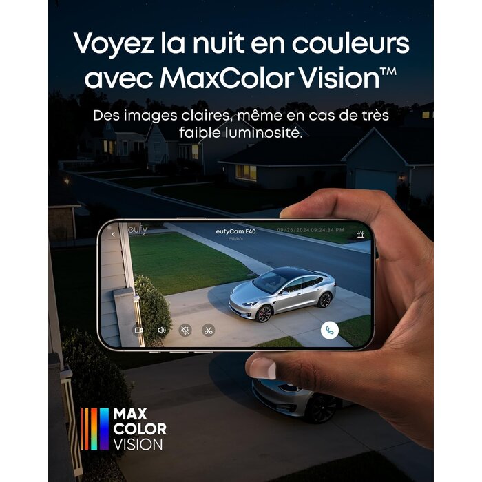 Caméra de surveillance solaire 2K - 36% de remise - Vision nocturne couleur