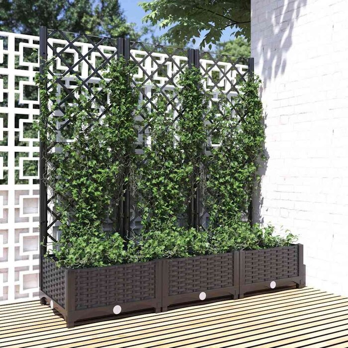 Vidaxl Jardinière avec treillis 120x40 cm - Noir - 40% de remise