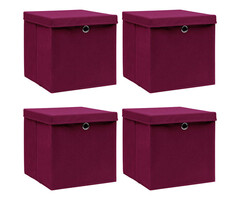 Vidaxl Lot de 4 boîtes de rangement pliables rouge foncé, 38% de remise