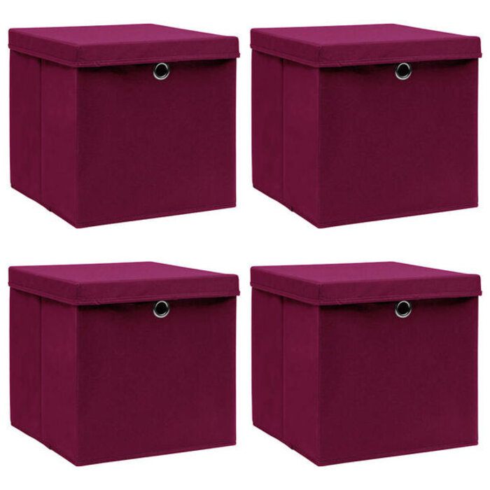 Vidaxl Lot de 4 boîtes de rangement pliables rouge foncé, 38% de remise