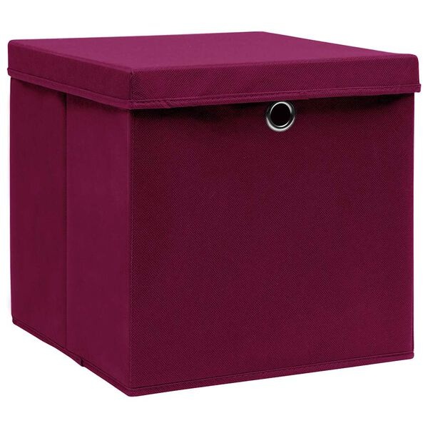 Vidaxl Lot de 4 boîtes de rangement pliables rouge foncé, 38% de remise