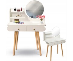 Viking Choice Coiffeuse blanche avec miroir et 2 tiroirs - 122x80x40 cm - 43% de remise