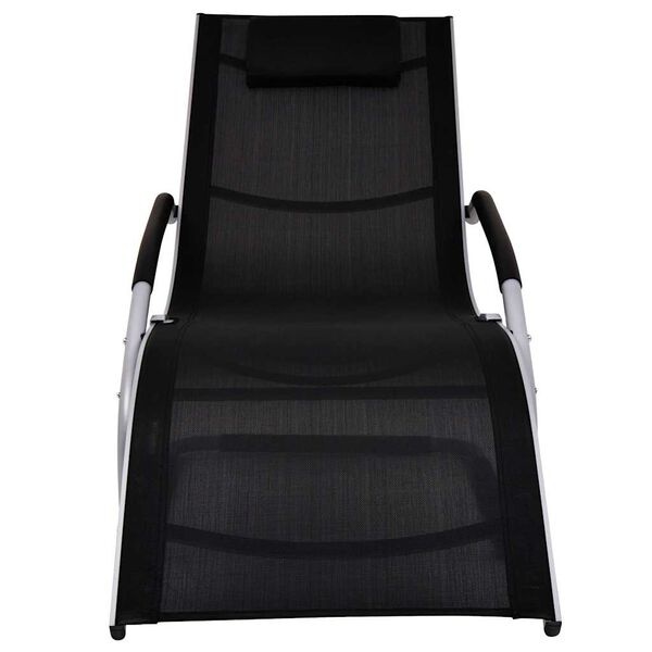 Vidaxl Bain de soleil aluminium et textilène noir - 41% de remise