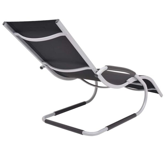 Vidaxl Bain de soleil aluminium et textilène noir - 41% de remise