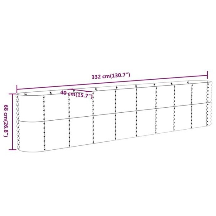 Vidaxl Jardinière surélevée ovale acier gris 332 cm - 41% de remise