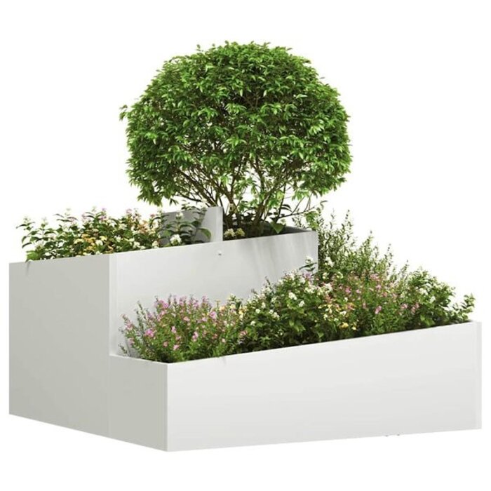 Vidaxl Jardinière carrée acier blanc 80x80x50cm - 41% de remise