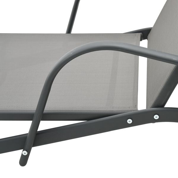 Vidaxl Bain de soleil acier et textilène gris - 34% de remise