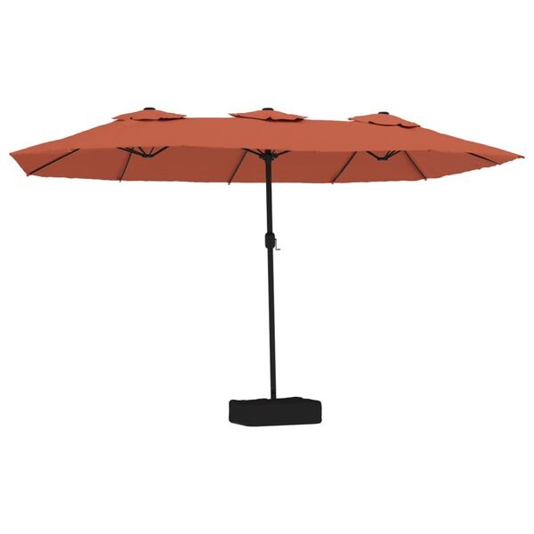 Vidaxl Parasol double toit terracotta 449x265 cm avec LED - 41% de remise