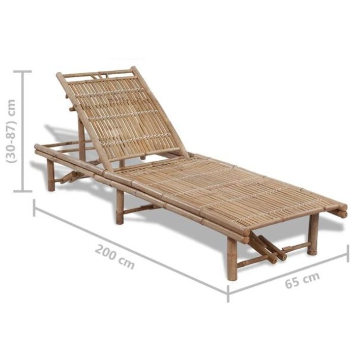 Vidaxl Bain de soleil en bambou réglable - 200 x 65 cm - 41% de remise