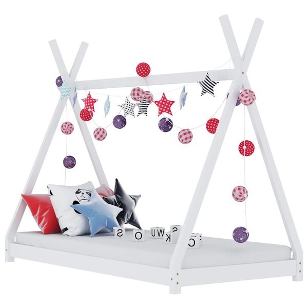 Vidaxl Lit cabane pour enfant 70x140 cm en bois massif blanc - 40% de remise