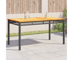 Vidaxl Table de jardin poly rotin et acacia 140cm - Noir - 32% de remise