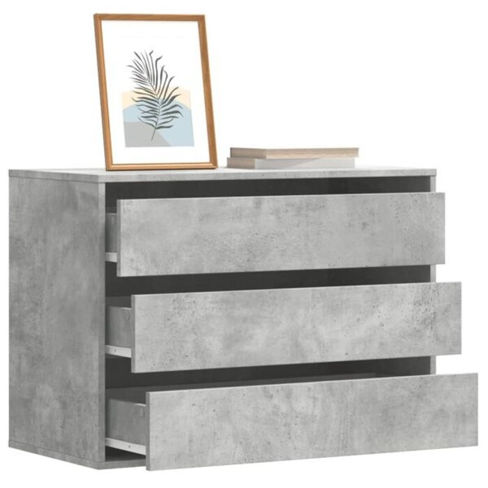 Vidaxl Commode 3 tiroirs gris béton 80x41x58 cm - 40% de remise