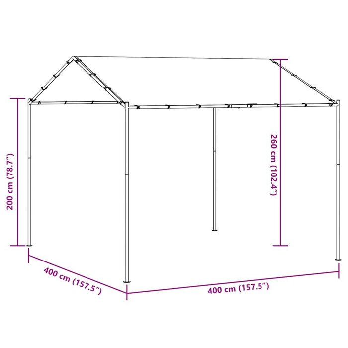 Vidaxl Pavillon de jardin 4x4 m acier anthracite - 35% de remise