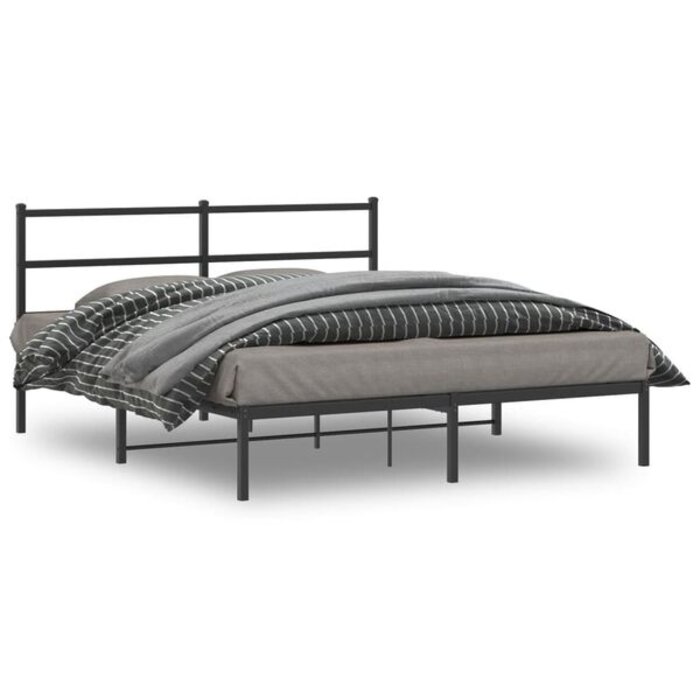 Vidaxl Cadre de lit 160 x 200 cm en métal noir avec tête de lit - 41% de remise